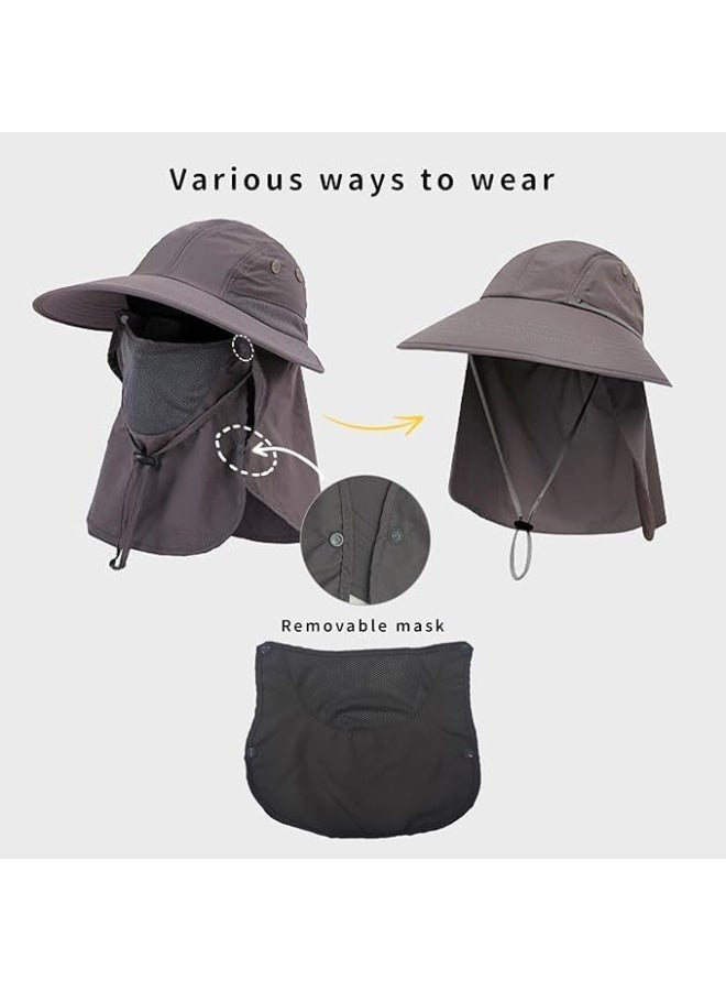 CLENEA Fishing Hat,Outdoor Sunshade Hat with 50 + UPF Protective Hat, Wide Brim Fisherman's Hat with Neck Flap, Sunscreen, Anti Mosquito, Anti Ultraviolet, Go Out, Fishing, Play - Image 3
